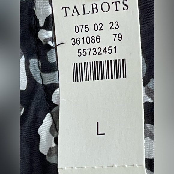 Talbots Mini Black and White Floral Blouse - Picture 6 of 8